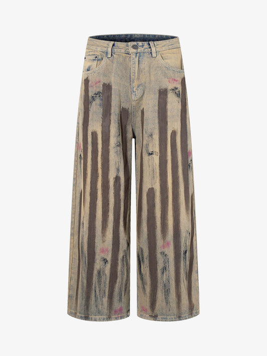 Retro Washed Brushstroke Baggy Jeans 