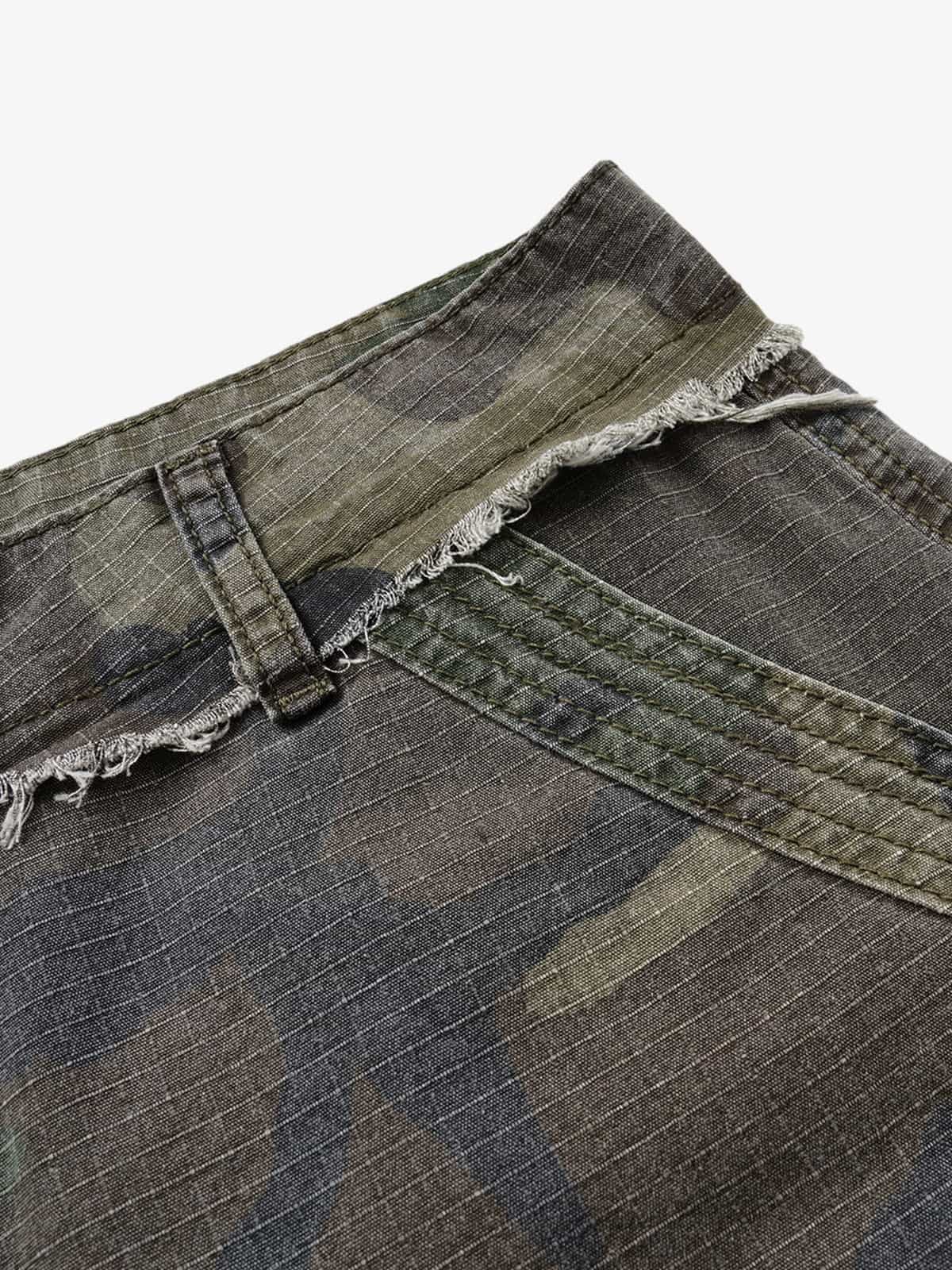 Ripstop-Cargohose mit Camouflage-Muster – Hose im Militärstil mit praktischen Taschen