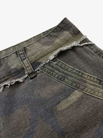 Ripstop-Cargohose mit Camouflage-Muster – Hose im Militärstil mit praktischen Taschen