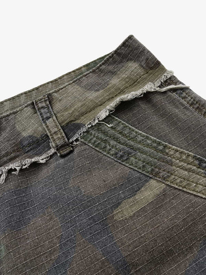 Ripstop-Cargohose mit Camouflage-Muster – Hose im Militärstil mit praktischen Taschen