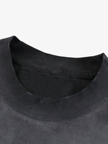Vintage Gradient Spray Letter Print T-Shirt 