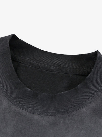 Vintage Gradient Spray Letter Print T-Shirt 