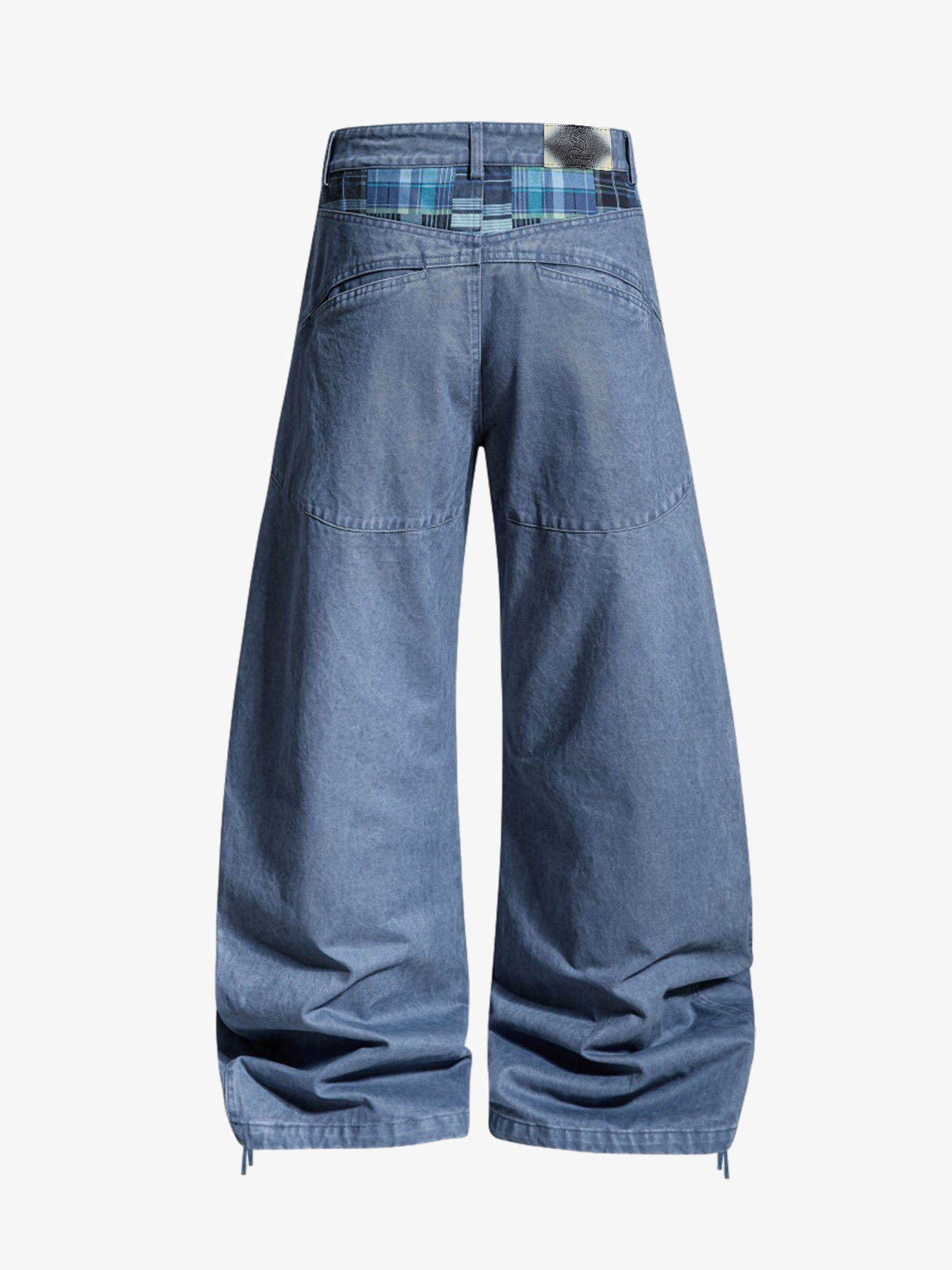 Drawstring Cuffs Curved Pleated Pants 