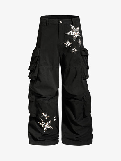 Cotton Twill Utility Jacket with Star & Leopard Embroidery