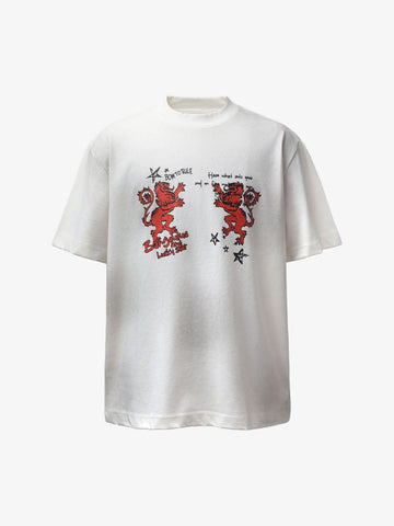 Heraldic Lion Acid-Wash Jersey T-Shirt 