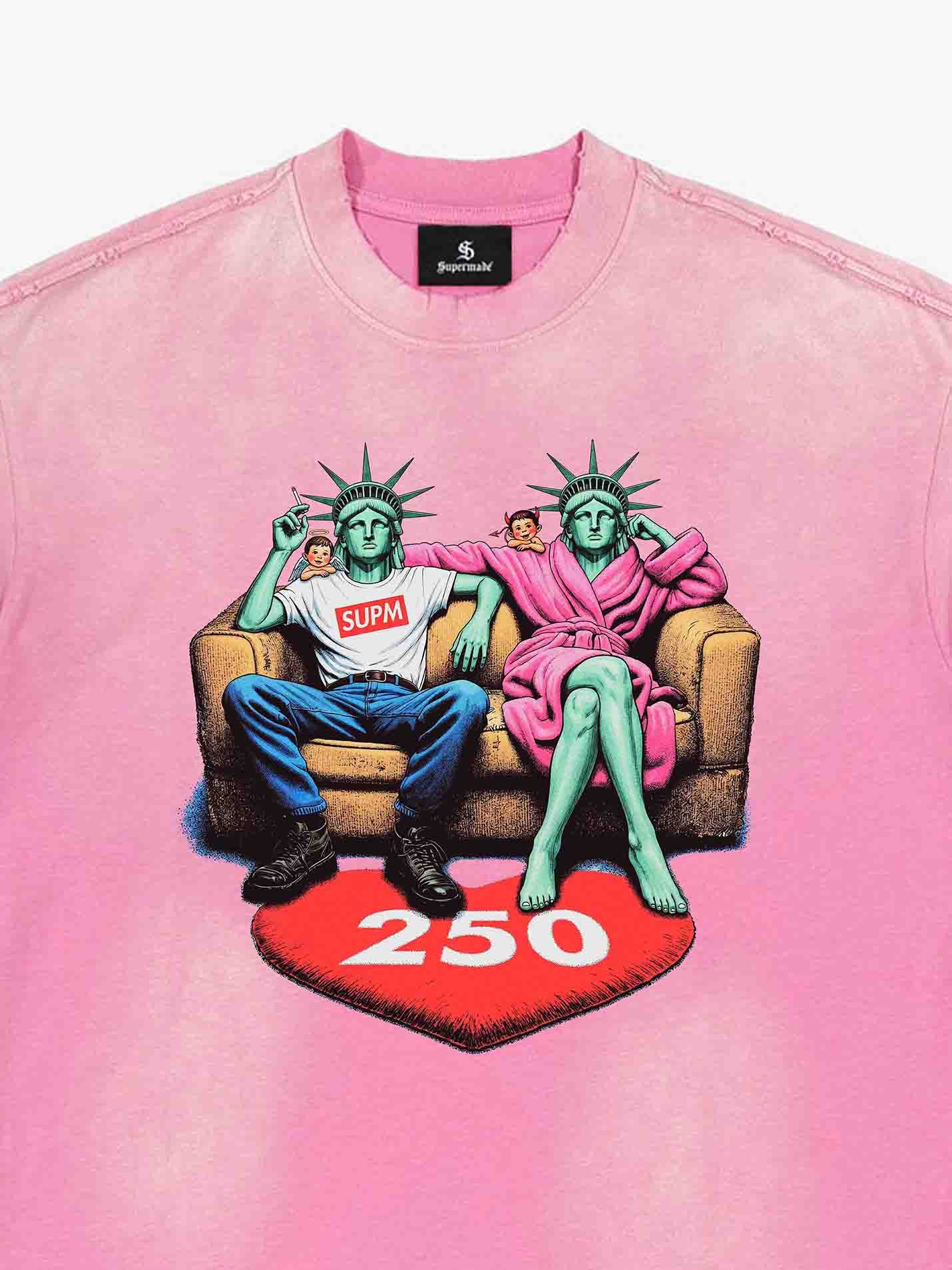 Vintage Washed Liberty Graphic Oversized T-Shirt 