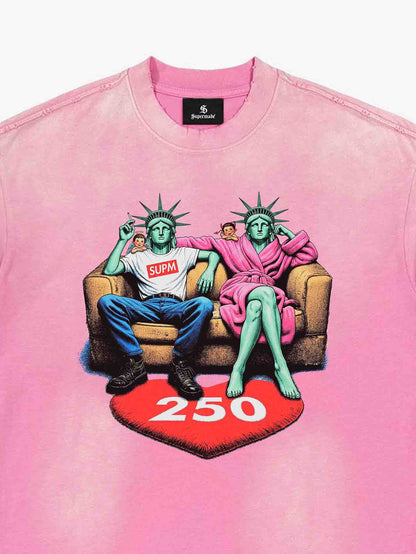 Vintage Washed Liberty Graphic Oversized T-Shirt 