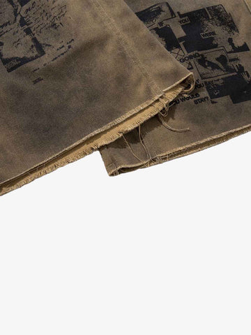 Jeansshorts mit schmutzigem Schlammwaschmuster