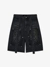 Jeansshorts mit Spinnennetzstickerei