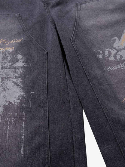 Jeansshorts mit mehreren Knöpfen und Used-Look