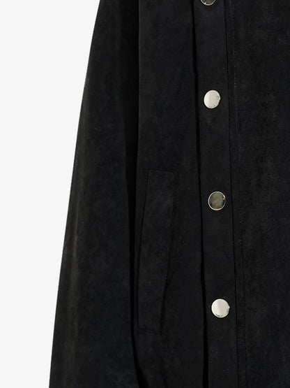 Vintage Stand Collar Metal Button-Structured Bomber Jacket 