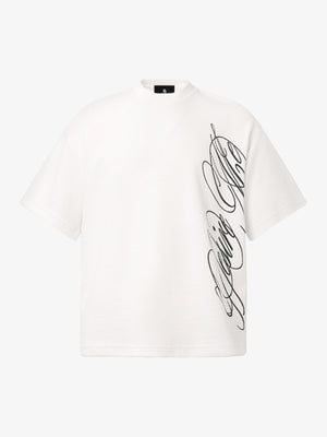 Waffelstrick-T-Shirt mit seitlichem Schriftzug