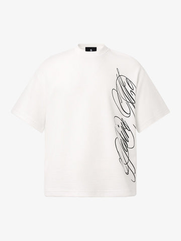 Waffelstrick-T-Shirt mit seitlichem Schriftzug