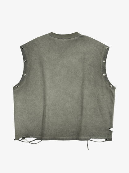 Floral Skeleton Heart Graphic Sleeveless T-Shirt 