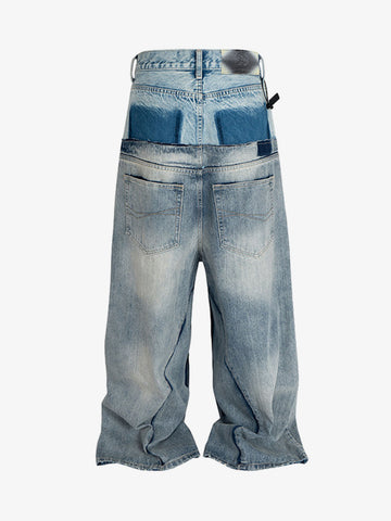 Baggy Jeans mit doppelter Stofflage