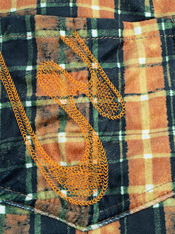 Plaid Relaxed Fit Jeans – Vintage Washed Tartan Denim Trousers