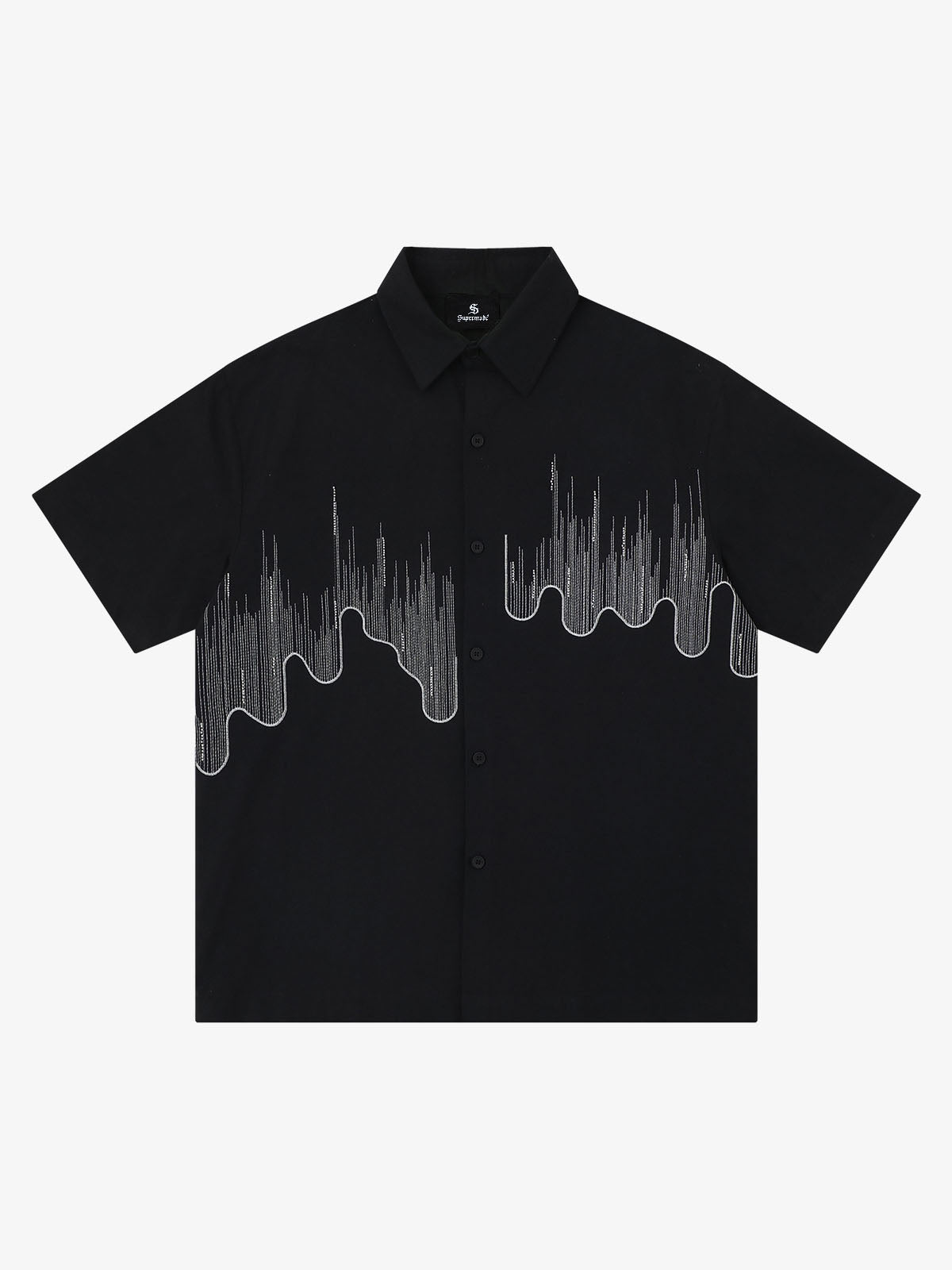 Kurzarmhemd mit abstraktem Skyline-Motiv