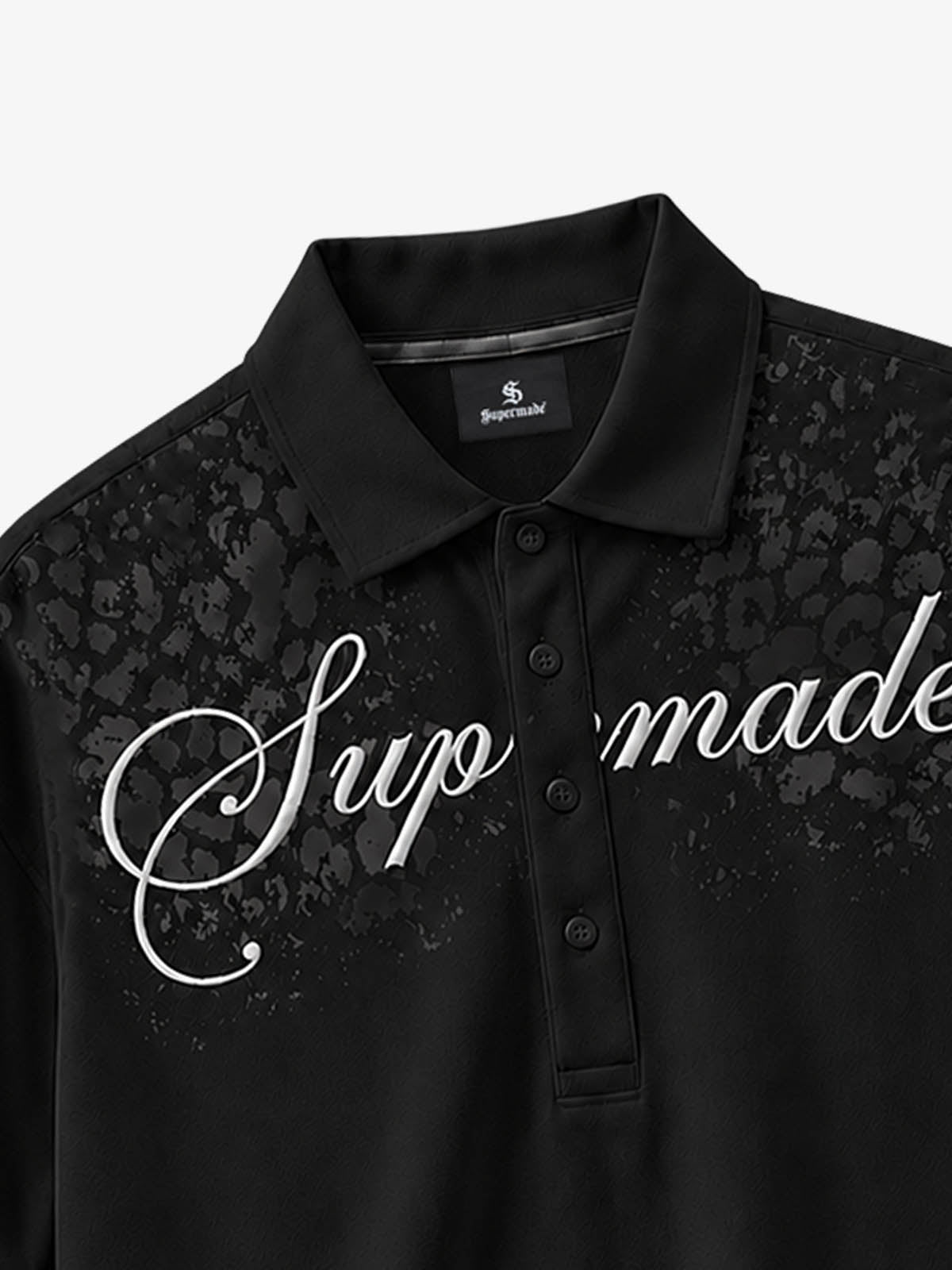 Cotton Polo Shirt with Script Logo and Leopard Print Detail