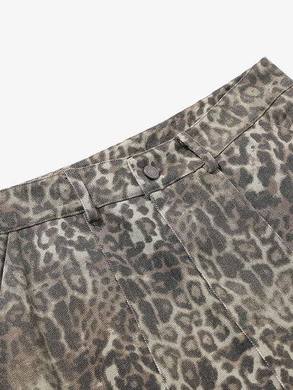 Vintage Leopard Print Cargo Barrel Pants 