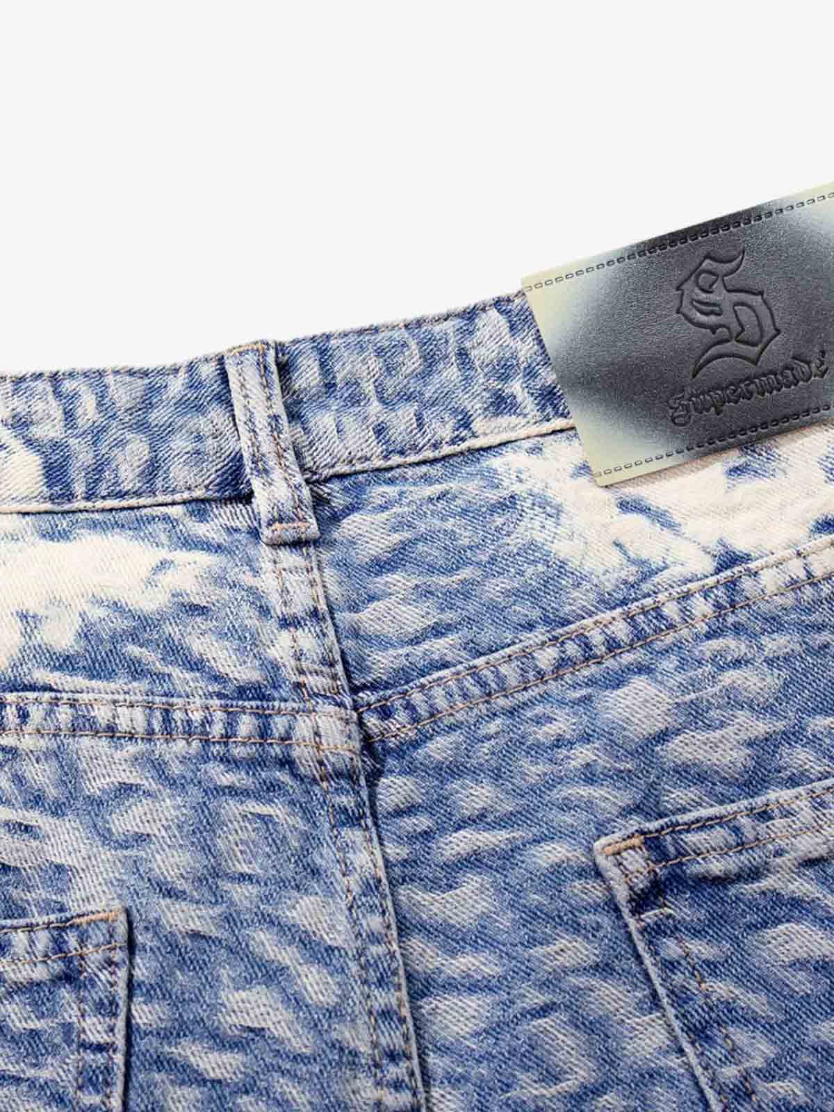 Cloud Texture Jacquard Effect Wide-Leg Jeans 