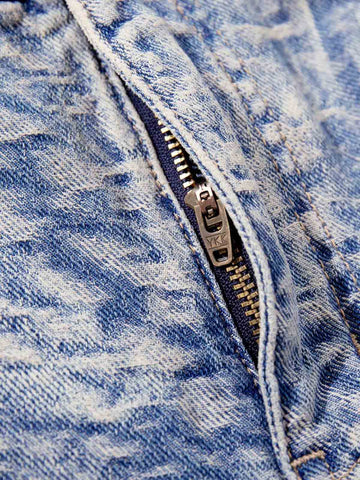 Cloud Texture Jacquard Effect Wide-Leg Jeans 
