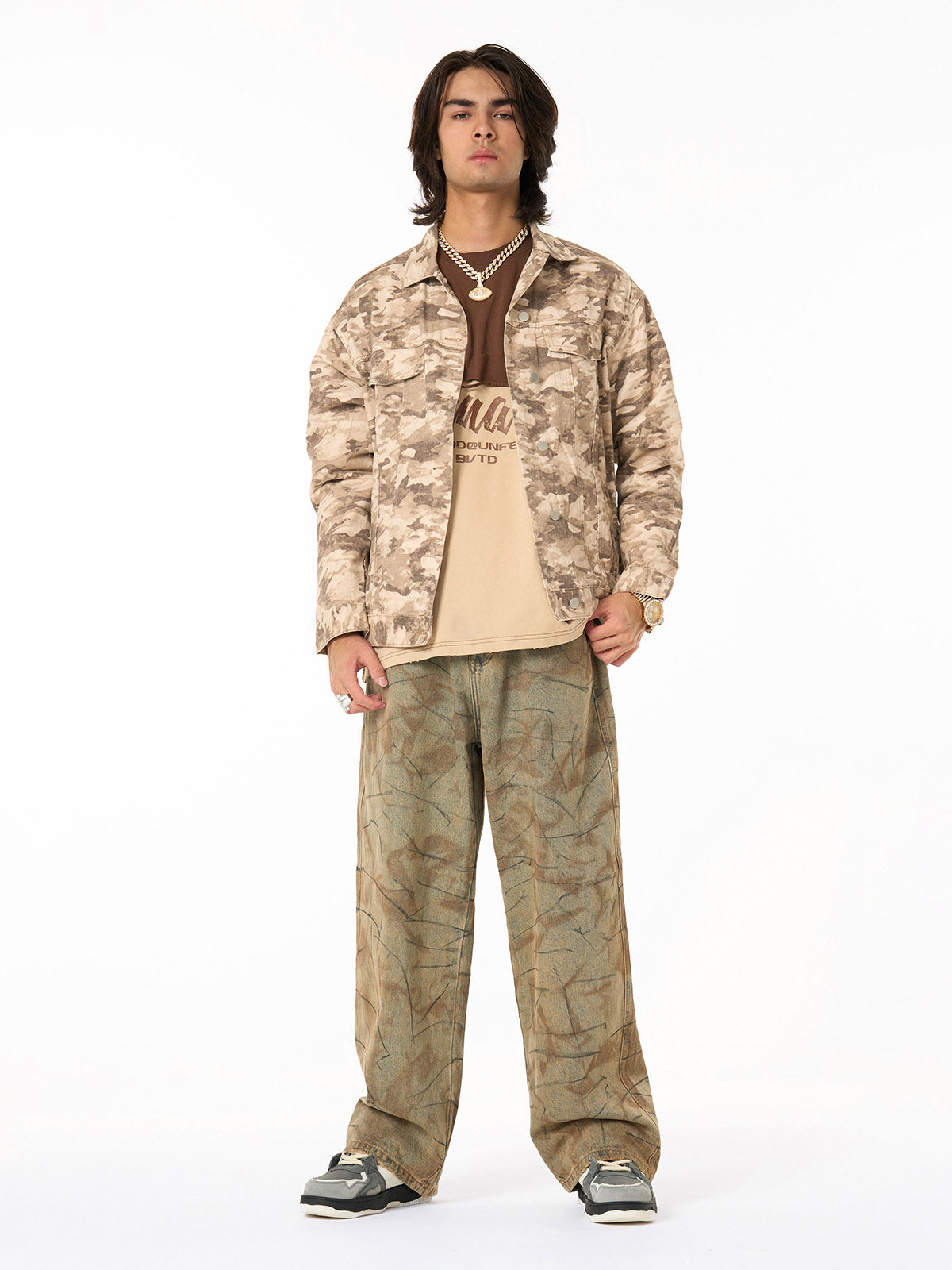Camouflage Multi-Pocket Work Denim Jacket 