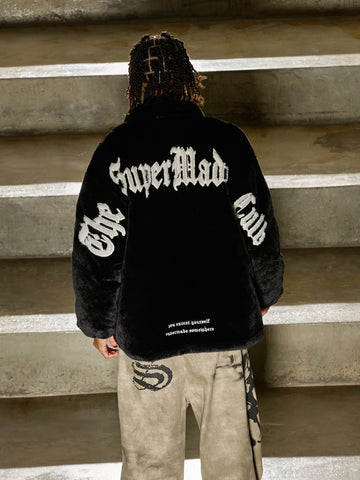 Thesupermade Street Letter Embroidered Fleece Jacket - 1838 