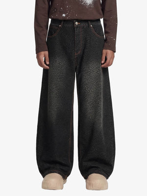 Denim Street Leopard Print Barrel Jeans - 2458 