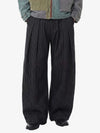 Vintage Pinstripe Pleated Wide-Leg Barrel Pants 