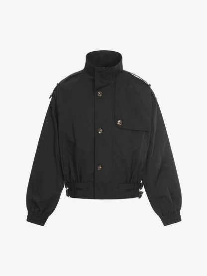 High Neck Belted Utility Cropped Jacket 