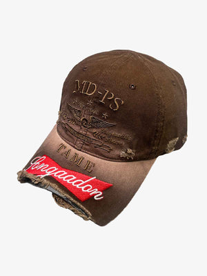 Distressed Baseball Cap with Frayed Brim