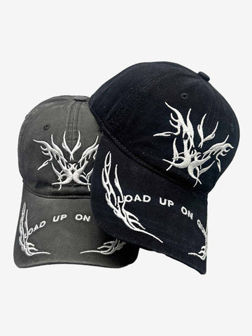 Flame Embroidered Denim Cap