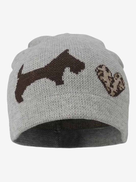 Leopard Heart & Dachshund Knit Beanie Hat 