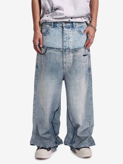 Baggy Jeans mit doppelter Stofflage