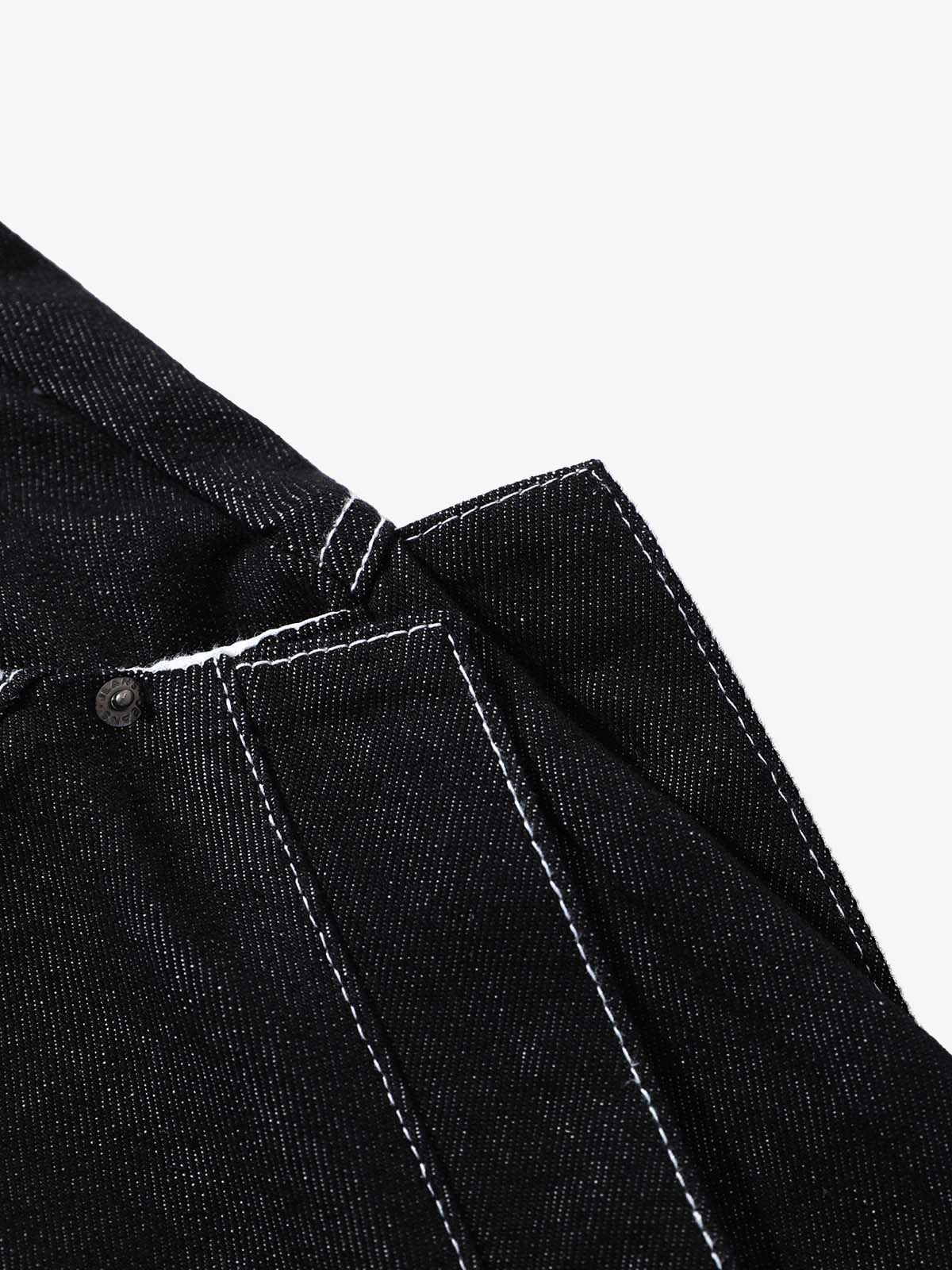 Contrast Stitching Deconstructed Denim Jorts 