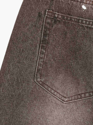 Retro Patchwork Washed Wide Leg Denim Jeans 