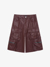 Faux Leather Cargo Jorts 