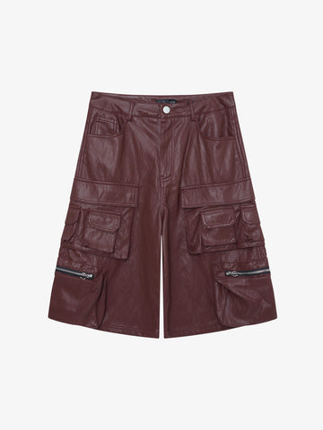 Faux Leather Cargo Jorts 