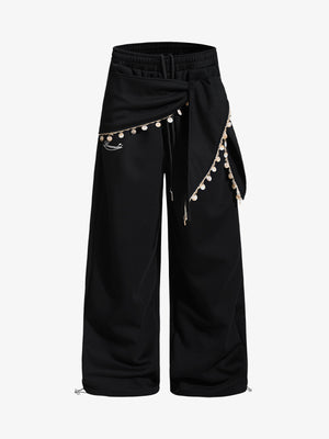 Street Detachable Flap Lace-up Jogger Pants 