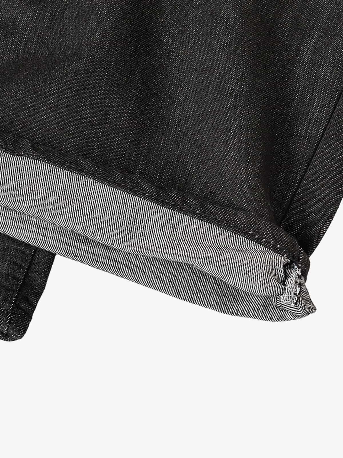 Schwarze Jeans mit weitem Bein – Hochgeschnittene, locker sitzende Baumwolljeans