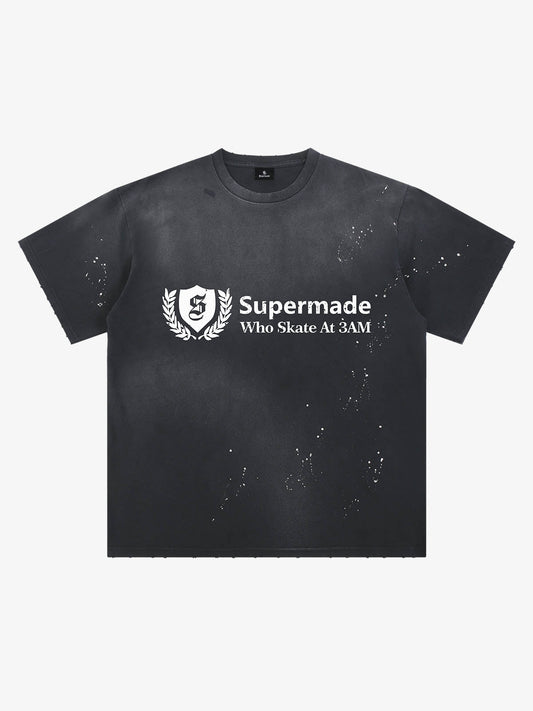 Vintage Washed Supermade Crest Logo T-Shirt 