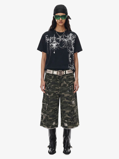 T-Shirt mit gotischem Dornenmuster