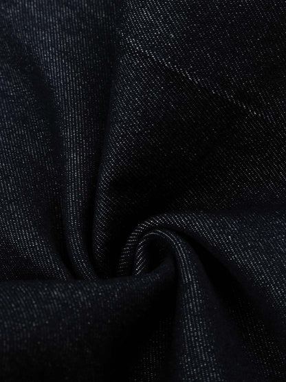 Raw Denim Straight-Leg Jeans – High-Rise Selvedge Cotton with Copper Rivets