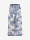 Cloud Texture Jacquard Effect Wide-Leg Jeans 