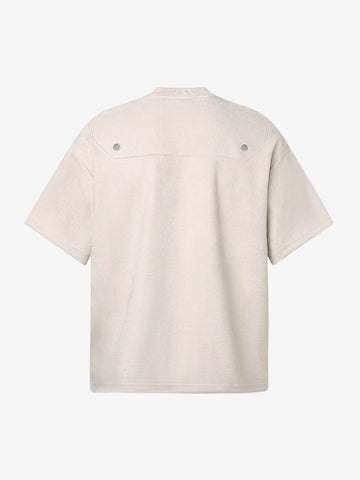Metallic Print Suede Crew Neck T-Shirt 