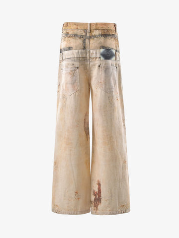 Vintage High Street Mud-Dyed Distressed Baggy Jeans 