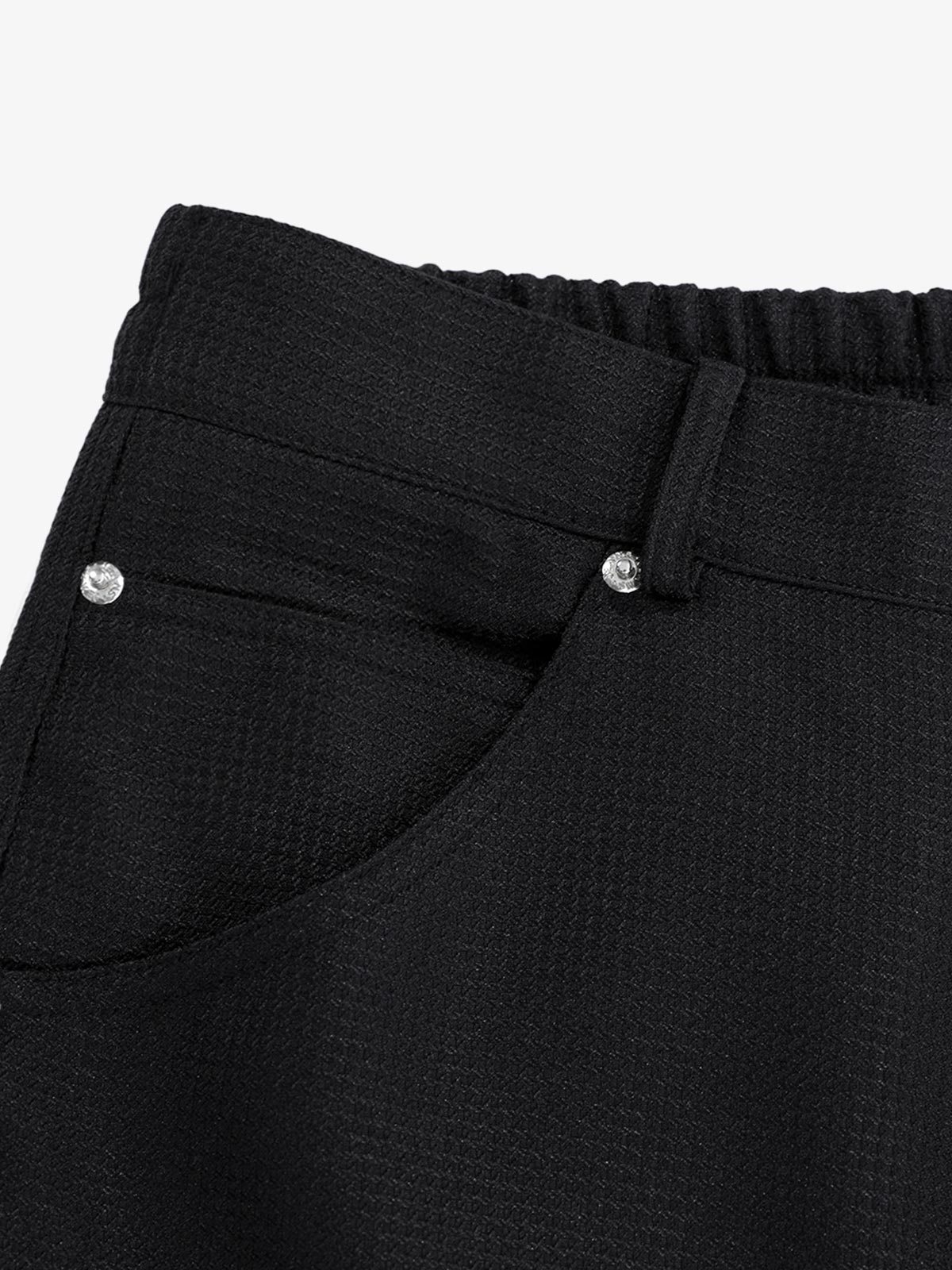 Multi-Pocket Textured Fabric Flared Pants 