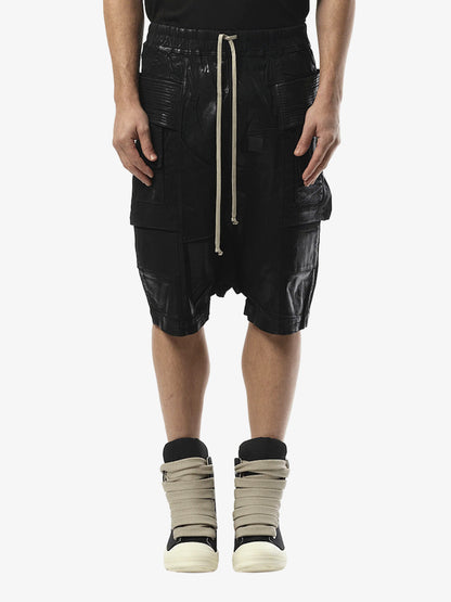 Glossy Faux Leather Cargo Shorts