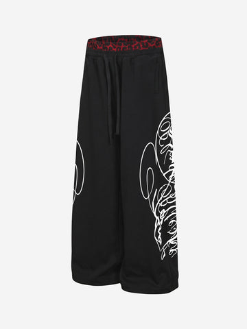 Contrast Leopard Patchwork Casual Pants