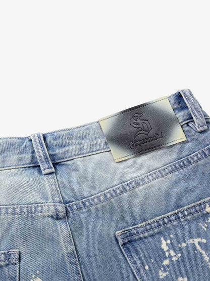 Tie-Dye Distressed Wide Leg Jeans 